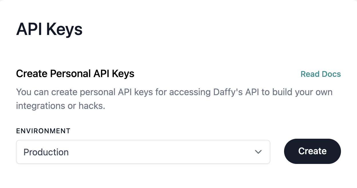 Creating a new API key